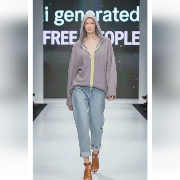 Free People Sweaters - Free PeoplePurple Zip-Up Hoodie with Green Accents